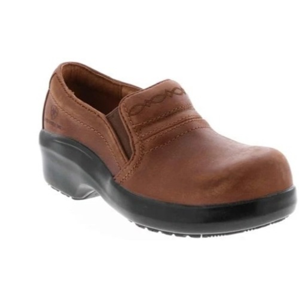 Ariat expert safety clog SD composite toe shoes brown leather work women 6.5B